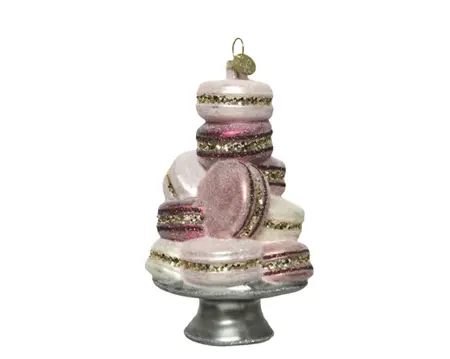 Decoris kersthanger glas macarons 8x8x14cm multi