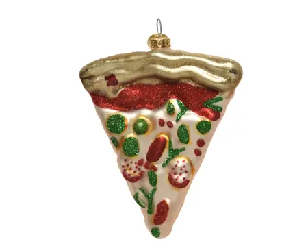 Decoris kersthanger glas pizza 3.1x8.9x10.10cm