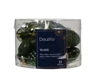 Decoris kersthangers mini glas 12st groen