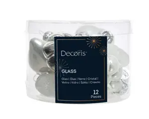 Decoris kersthangers mini glas 12st zilver - afbeelding 1