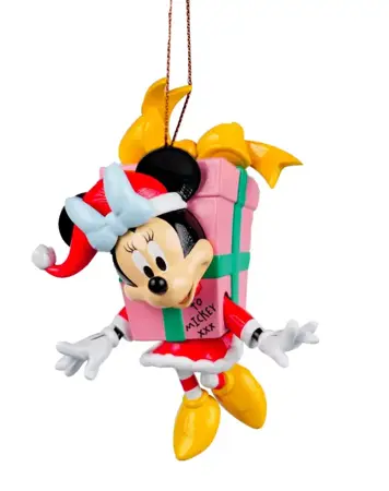 Kersthanger Minnie met cadeau 9cm