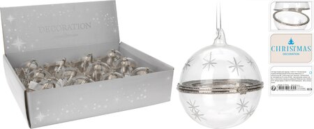 Kerstbal 8cm met opening zilver