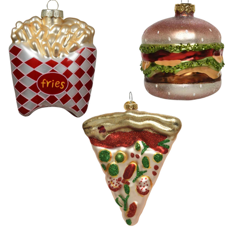 Kerstbal Pakket Fastfood - 3 stuks