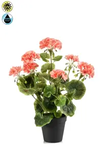 Kunstplant in Pot Geranium Lichroze UV Bestendig 38cm