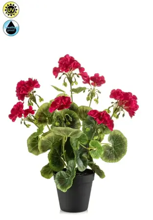 Kunstplant in Pot Geranium Roze UV Bestendig 38cm