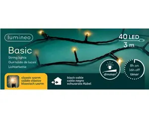 Lumineo Basic rice 3m-40LED zwart/klassiek warm - afbeelding 1