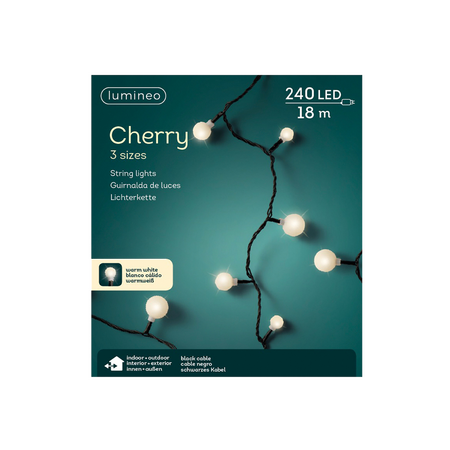 Lumineo Cherry Verlichting 18m-240LED zwart/warm wit