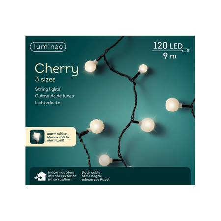 Lumineo Cherry Verlichting 9m-120LED zwart/warm wit