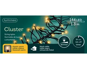 Lumineo Cluster 1.3m-144LED zwart/klassiek warm - afbeelding 1