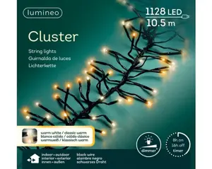 Lumineo Cluster 10.5m-1128LED zwart/warm wit/klassiek warm - afbeelding 1