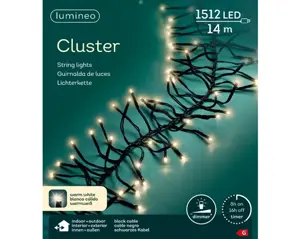 Lumineo Cluster 14m-1512LED zwart/warm wit - afbeelding 1