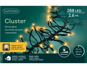 Lumineo Cluster 2.6m-288LED zwart/klassiek warm - afbeelding 1