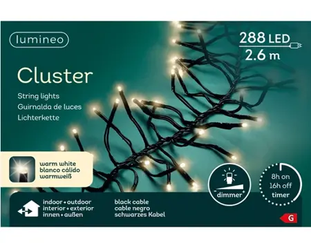 Lumineo Cluster 2.6m-288LED zwart/warm wit - afbeelding 1