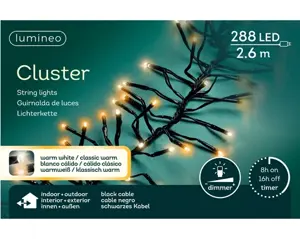 Lumineo Cluster 2.6m-288LED zwart/warm wit/klassiek warm - afbeelding 1