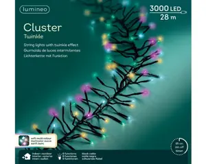 Lumineo Cluster 28m-3000LED zwart/soft multi - afbeelding 1