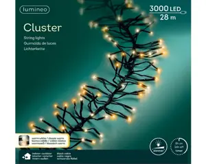 Lumineo Cluster 28m-3000LED zwart/warm wit/klassiek warm - afbeelding 1