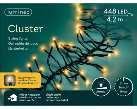 Lumineo Cluster 4.2m-448LED zwart/klassiek warm - afbeelding 1