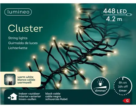 Lumineo Cluster 4.2m-448LED zwart/warm wit - afbeelding 1