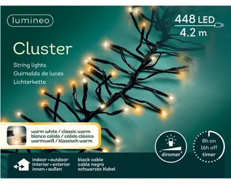 Lumineo Cluster 4.2m-448LED zwart/warm wit/klassiek warm - afbeelding 1