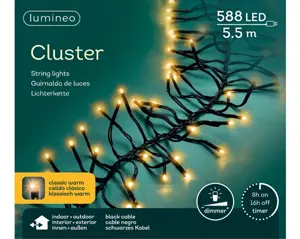 Lumineo Cluster 5.5m-588LED zwart/klassiek warm - afbeelding 1