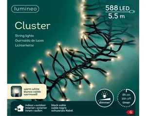 Lumineo Cluster 5.5m-588LED zwart/warm wit - afbeelding 1