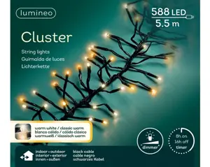 Lumineo Cluster 5.5m-588LED zwart/warm wit/klassiek warm - afbeelding 1