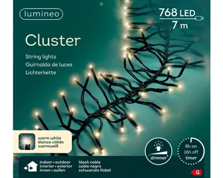 Lumineo Cluster 7m-768LED zwart/warm wit - afbeelding 1