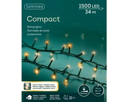 Lumineo Compact 34m-1500LED groen/warm wit/klassiek warm - afbeelding 1