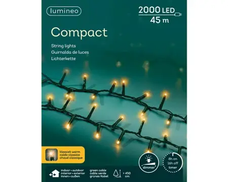 Lumineo Compact 45m-2000LED groen/klassiek warm - afbeelding 1