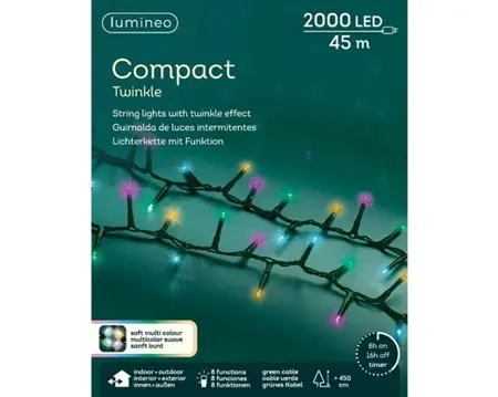 Lumineo Compact 45m-2000LED groen/soft multi - afbeelding 1