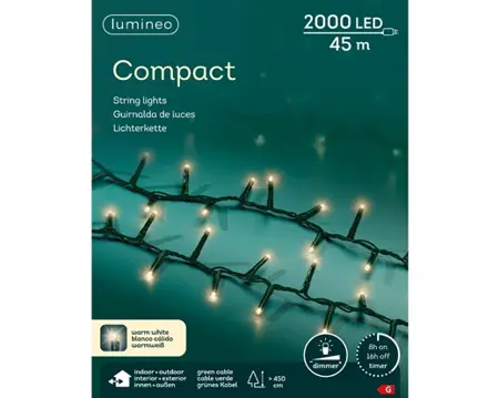 Lumineo Compact 45m-2000LED groen/warm wit - afbeelding 1