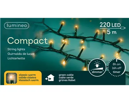 Lumineo Compact 5m-220LED groen/klassiek warm - afbeelding 1