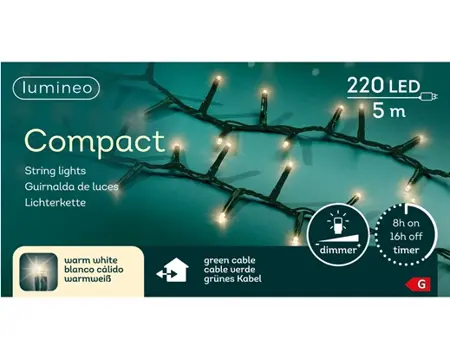 Lumineo Compact 5m-220LED groen/warm wit - afbeelding 1