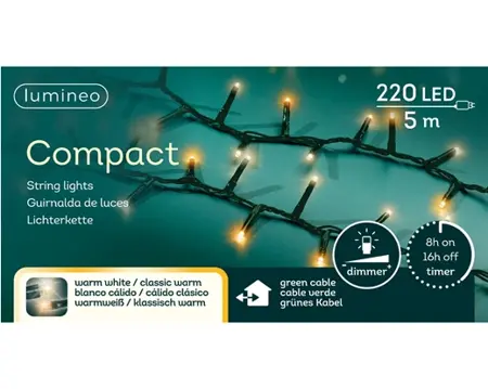 Lumineo Compact 5m-220LED groen/warm wit/klassiek warm - afbeelding 1