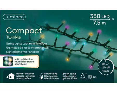 Lumineo Compact 7.5m-350LED groen/soft multi - afbeelding 1