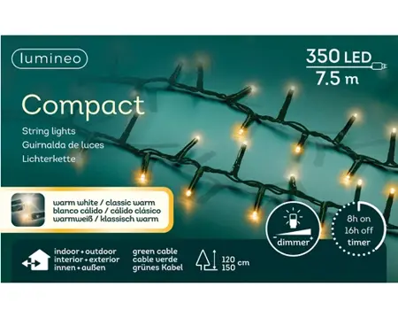 Lumineo Compact 7.5m-350LED groen/warm wit/klassiek warm - afbeelding 1