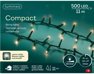 Lumineo Compact rice 11m-500LED groen/warm wit - afbeelding 1