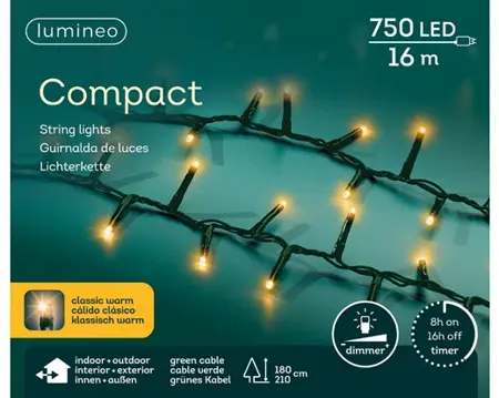 Lumineo Compact rice 16m-750LED groen/klassiek warm - afbeelding 1