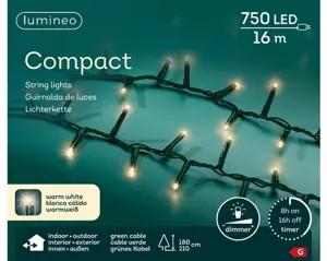 Lumineo Compact rice 16m-750LED groen/warm wit - afbeelding 1