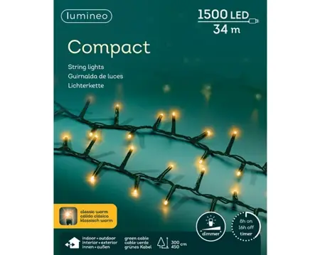 Lumineo Compact rice 34m-1500LED groen/klassiek warm - afbeelding 1