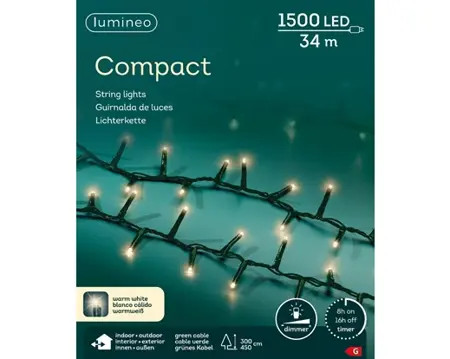 Lumineo Compact rice 34m-1500LED groen/warm wit - afbeelding 1