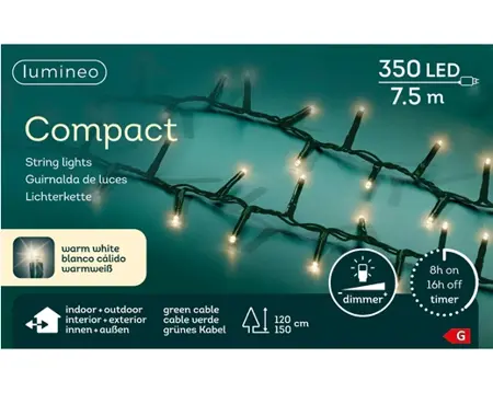 Lumineo Compact rice 7.5m-350LED groen/warm wit - afbeelding 1