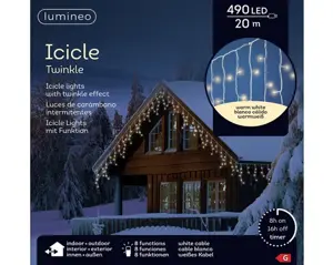 Lumineo Icicle twinkle 20m-490LED wit/warm wit - afbeelding 1