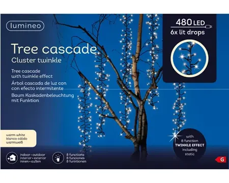 Lumineo led treecascade 6x2m-480LED zwart/warm wit - afbeelding 1