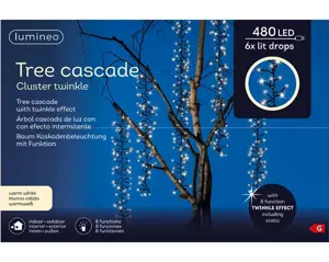 Lumineo led treecascade 6x2m-480LED zwart/warm wit - afbeelding 1