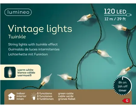 Lumineo led vintage 12m-120LED groen/warm wit - afbeelding 1