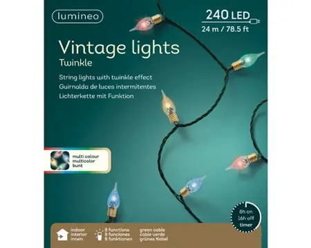 Lumineo led vintage 24m-240LED groen/multi - afbeelding 1