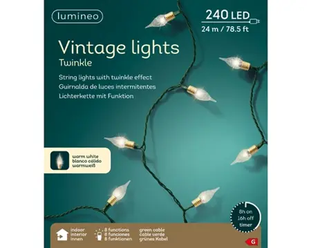 Lumineo led vintage lights 24m-240LED groen/warm wit - afbeelding 1