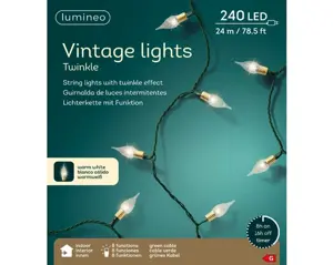 Lumineo led vintage lights 24m-240LED groen/warm wit - afbeelding 1