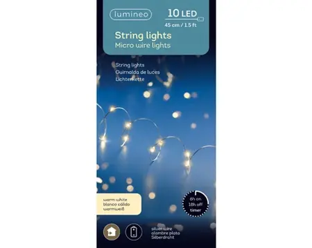 Lumineo microled 45cm-10LED zilver/warm wit - afbeelding 1